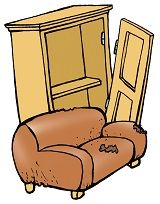 Clipart mit Couch und Kasten als Symbol fr Sperrmll